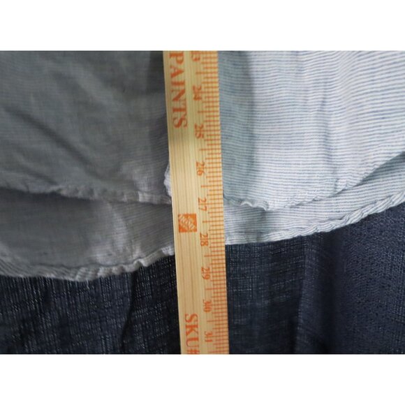 Abercrombie & Fitch Button Down Dress Shirt Blue White Stripe Linen Mens Large - Picture 4 of 5